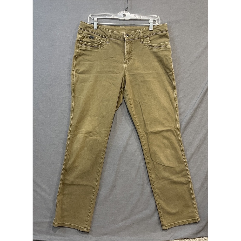 KHUL Chino Pants Womens 12 REG Green Hiking Outdoors Camping 34 x 30 Mid Rise - Picture 2 of 12